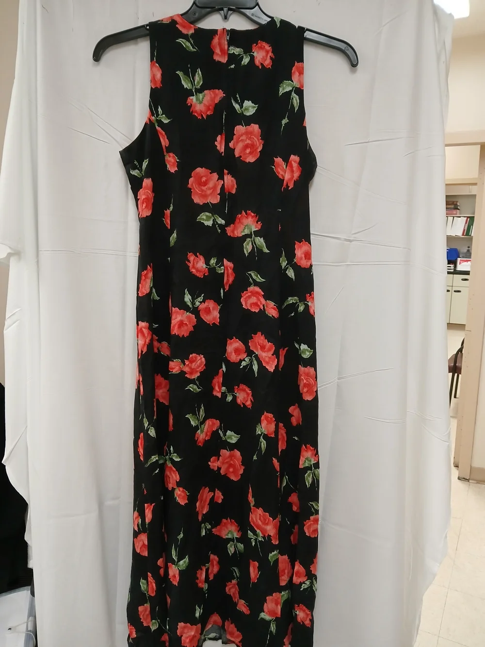 connected apparel Black Maxi Dress with Red Floral Print